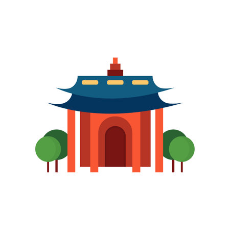 Buddhist temple traditional vector illustration. Pagoda house flat design.のイラスト素材