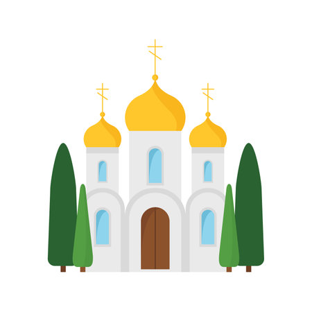 Orthodox church flat design vector illustration. Cathedral Church icon isolatedのイラスト素材