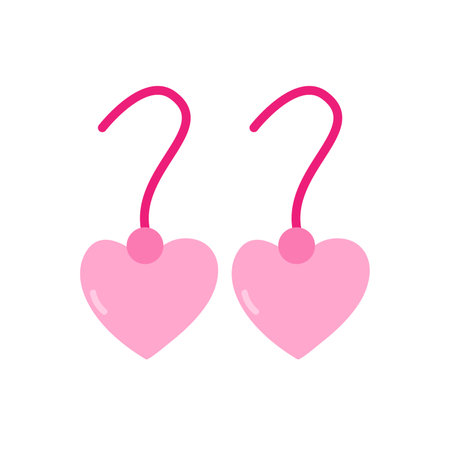 Heart shape earrings vector flat styleのイラスト素材