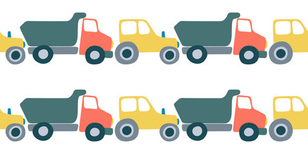 Vector transport seamless pattern. Truck and tractor on white backgroundのイラスト素材