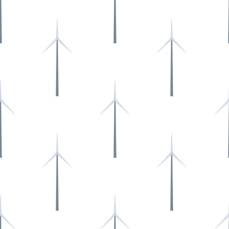 Vector flat wind turbine power seamless pattern on white backgroundのイラスト素材