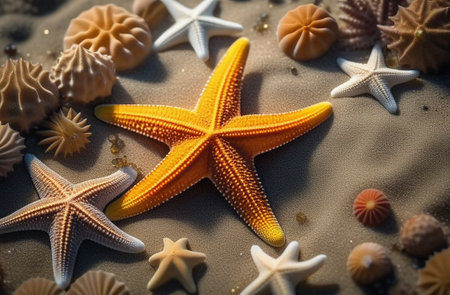 Starfish on sand on the seabedの素材