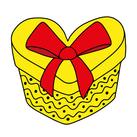 Gift box heart shape vector hand drawn styleのイラスト素材