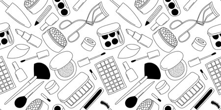 Hand drawn make up vector seamless patternのイラスト素材