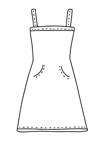 Hand drawn doodle denim dress vector illustrationのイラスト素材