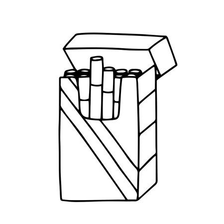 Hand drawn doodle pack of cigarettes vector illustrationのイラスト素材