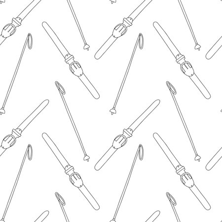 Hand drawn ski and ski pole vector seamless patternのイラスト素材