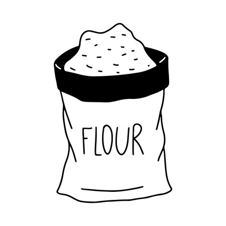 Flour in a sack vector doodle illustrationのイラスト素材