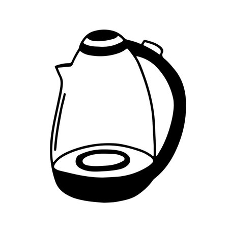 Electric kettle hand drawn doodle vector illustrationのイラスト素材