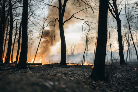 Forest fire in a pine forestの素材