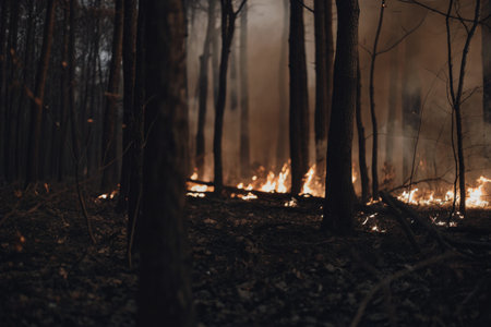 Forest fire in a pine forestの素材