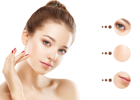 Portrait of girl woman with problem and clear skin, youth conceptの写真素材