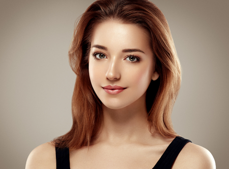 Amazing woman portrait. Beautiful girl model fashion. Studio shot.の写真素材