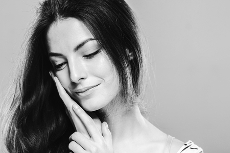 Beauty Woman face Portrait. Black and whiteの写真素材