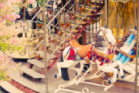 Carousel Merry-go-round Paris horse vintage background. Outdoor shot.の写真素材