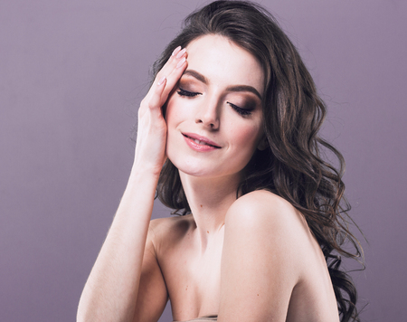 Woman cosmetic closeup beauty portrait, for salon and advertisement beautiful people and healthy care skin and hairの写真素材