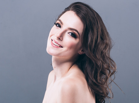 Woman cosmetic closeup beauty portrait, for salon and advertisement beautiful people and healthy care skin and hairの写真素材