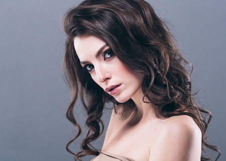 Woman cosmetic closeup beauty portrait, for salon and advertisement beautiful people and healthy care skin and hairの写真素材