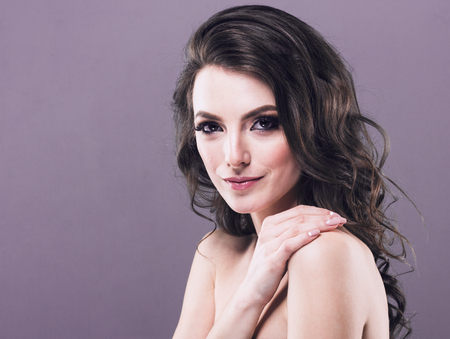 Woman cosmetic closeup beauty portrait, for salon and advertisement beautiful people and healthy care skin and hairの写真素材