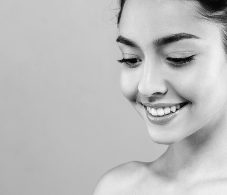 Woman Black and White Beauty Portrait. Studio shot.の写真素材