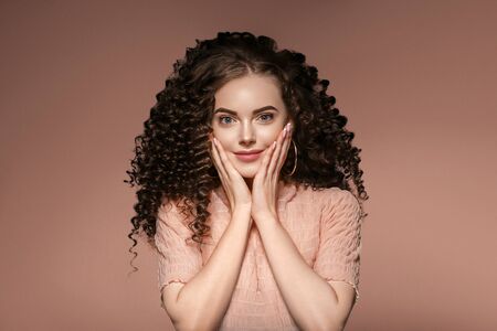 Beautiful woman beauty portrait. Studio shot.の写真素材
