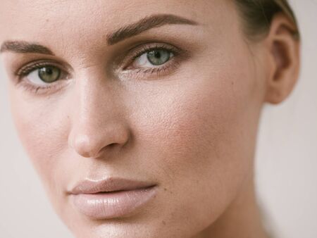 Natural beauty skin woman face close up macro model beauty. Studio shot.の写真素材