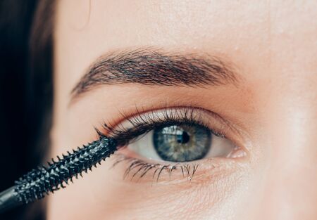 Woman makeup mascara eyes healthy skin natural fashion makeup. Studio shot.の写真素材