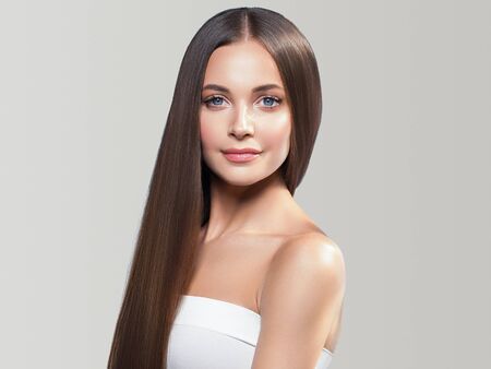 Woman beauty face healthy skin natural makeup beautiful young model. Studio shot.の写真素材