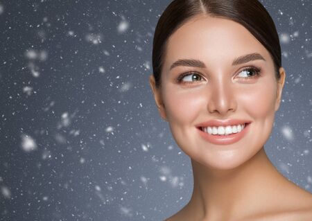 Winter Beauty woman healthy teeth smile healthy beautiful skin model face skin care happy femaleの写真素材