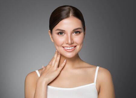 Beauty woman healthy teeth smile healthy beautiful skin model face skin care happy femaleの写真素材
