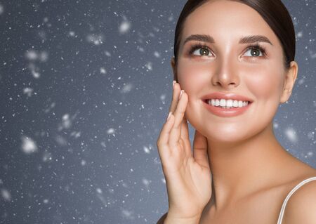 Winter Beauty woman healthy teeth smile healthy beautiful skin model face skin care happy femaleの写真素材
