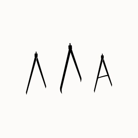 black icons of math compassesのイラスト素材