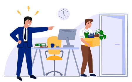 An angry boss fires employee.のイラスト素材