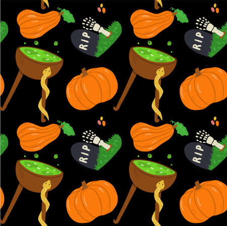 Vector seamless pattern for Halloween with pumpkinsのイラスト素材