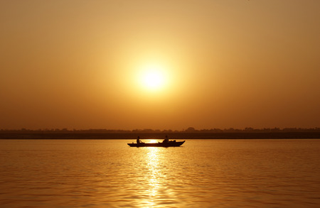 Fishermens Boat at Sunsetの写真素材