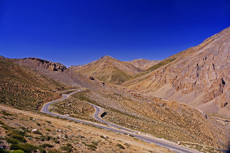 Winding Road in the High-Altitude Mountain Region of Ladakh, Northern India.の写真素材
