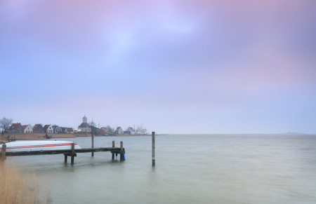 Wooden pier at sunriseの写真素材