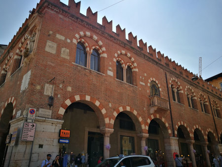 Old building in the old town of Veronaの写真素材