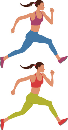 Young woman running illustrationのイラスト素材