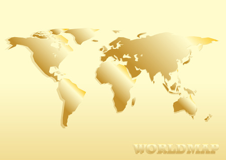 paper cut world map golden abstract のイラスト素材