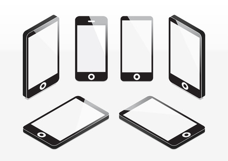Set of mobile phone moch upl isometric vector illustrationのイラスト素材