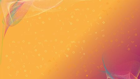 Abstract colorful mesh and geometric symbols on gradient yellow pink background with copy space for text. EPS10, vector and illustration.のイラスト素材