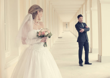 wedding in the territory of a palace of Menshikovの写真素材