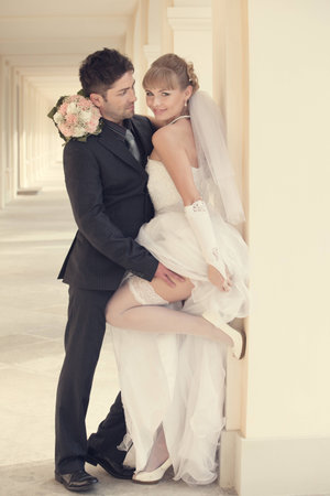 wedding in the territory of a palace of Menshikovの写真素材