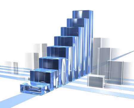 bar chart in motion for business with transparent over whiteの写真素材