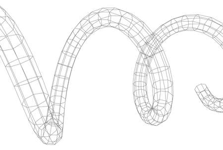3d helix as grid in black over white