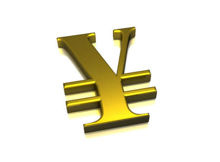 Japanese Currency in a gold metal style with reflectionの写真素材