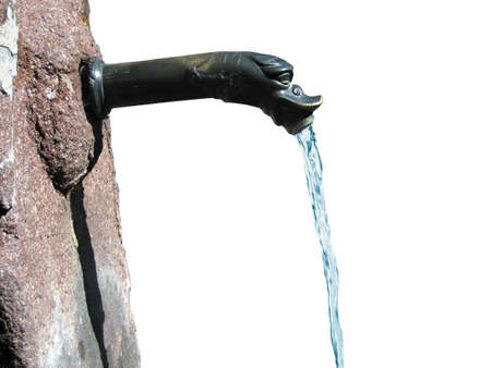 Spouter gargoyle with blue water and metall
