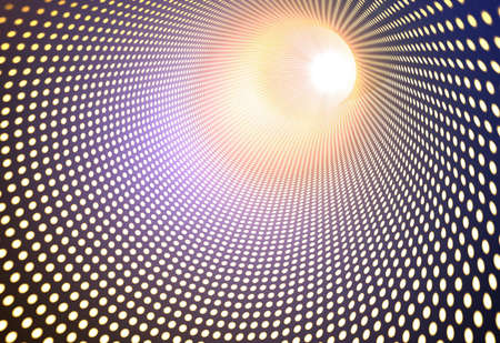 Many light holes building a tunnel of glowing lightsの写真素材