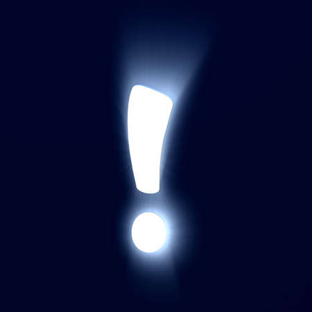 Bright glowing exclamation mark in a light styleの写真素材